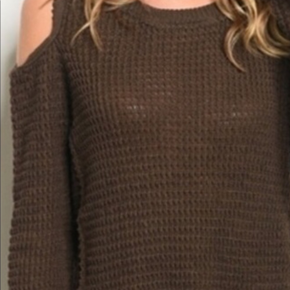 🎉HOST PICK🎉LAST 1❤️COLD SHOULDER WAFFLE KNIT TOP - Picture 2 of 7